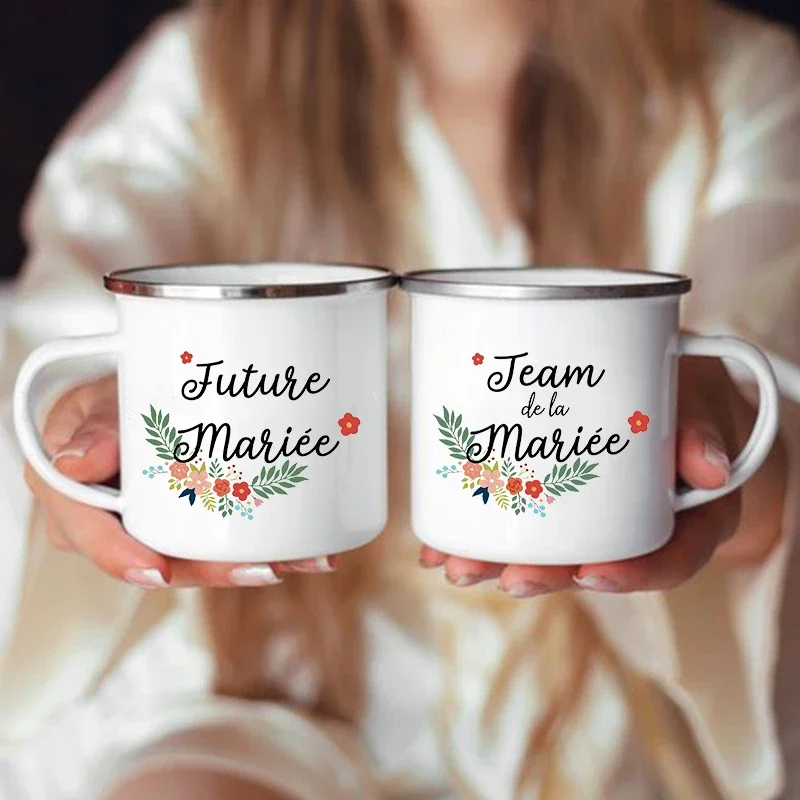 Taza con estampado francés para novia, taza de café para fiesta de despedida de soltera, vino, jugo, dama de honor, regalos de Boda nupcial