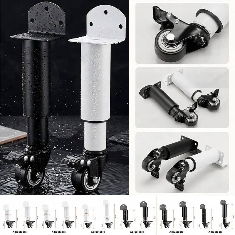 Adjustable Height Furniture Leg with Caster Wheel Swivel Rolling Cabinet Table Leg,Wheel Mobile Furniture Support Foot Hardware