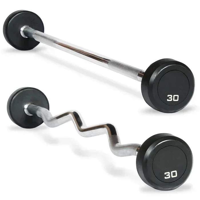 Fixed Barbell Round Weight Lifting Rubber Coated Curl Fixed Bar Barbell Set High Quality Wholesale Cheap Price