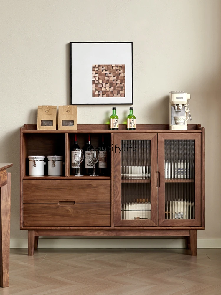 

*North American black walnut dining side cabinet Nordic solid wood modern simple storage locker