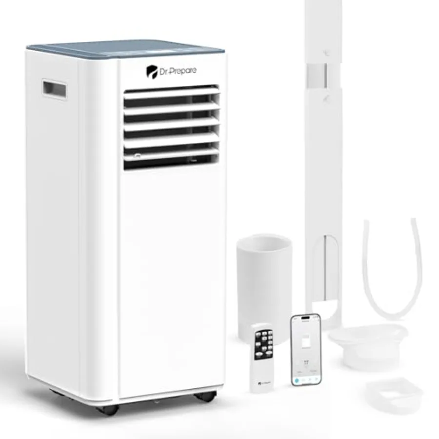 

Portable air conditioner for home use, ABS plastic, white, 8000 BTU with WiFi, 4-in-1 function, fast cooling, 24H timer, fan de