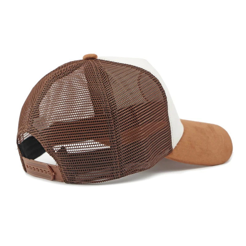 Unisex Summer Baseball Hat with Color Blocking Mesh Ventilation Embroidered Design and Polyester Neutral Grid Sport Duckbill Cap