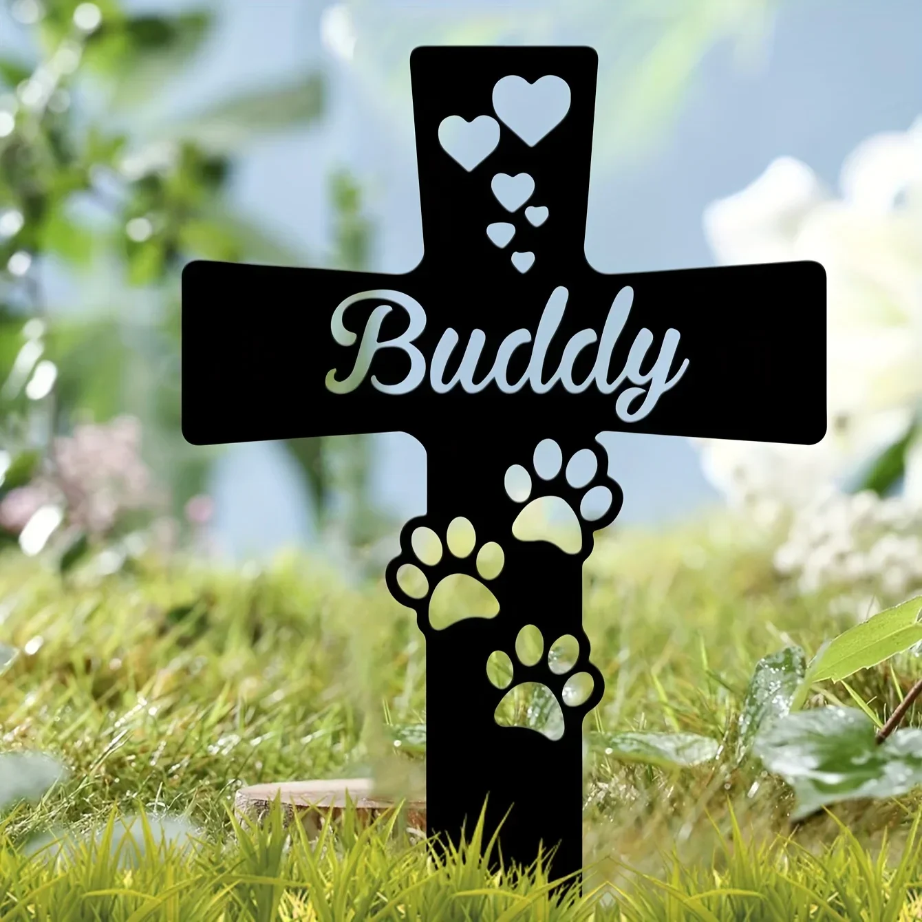 metal iron Metal Pet Memorial Stake Pet Memorial Posts, Dog Paw Cemetery Garden Decoration Posts, Waterproof Garden Grave Orname