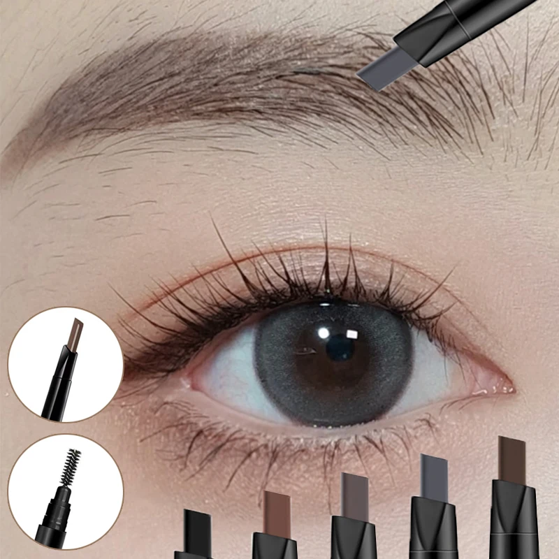 5 Color Waterproof Matte Eyebrow Pen Makeup Double Head Long Lasting Brown Non-Smudged Eye Brow Pencil Tint with Brush Cosmetics