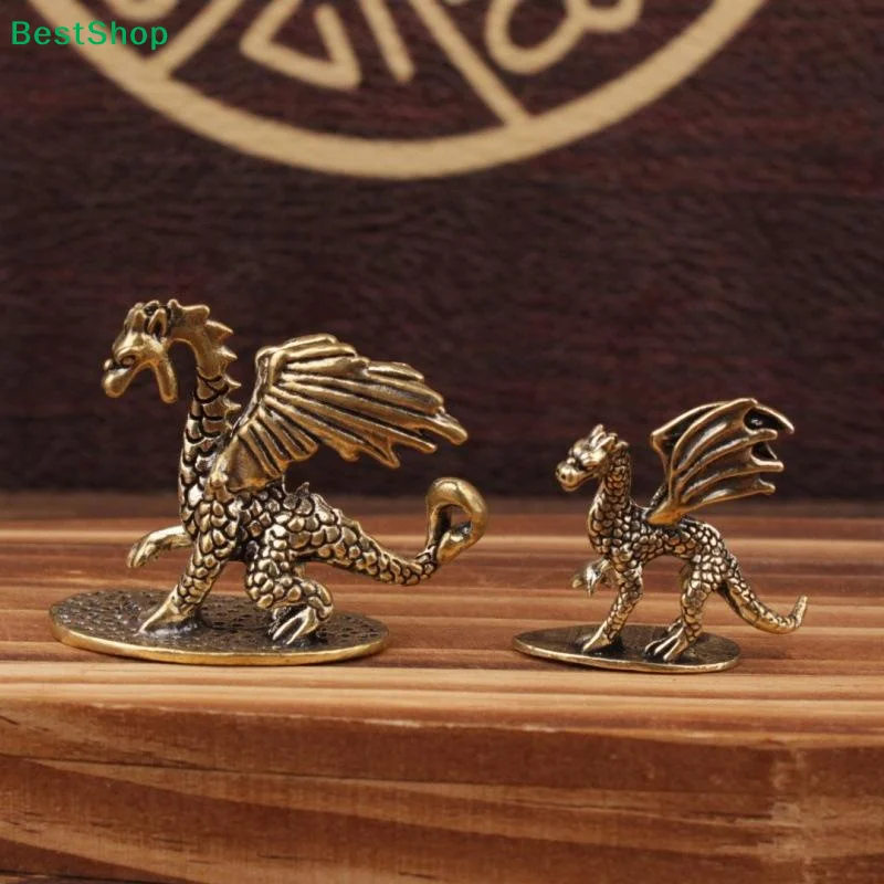 〔Q〕Pterosaur Brass Ornament Little Flying Dragon Statue Tea Pet Desktop Small Ornament Figurine
