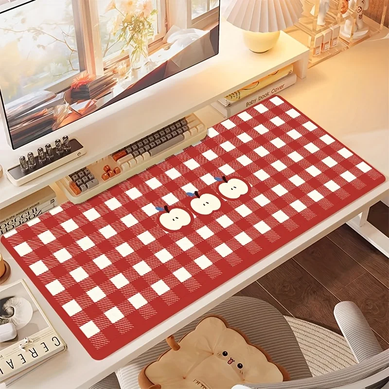 

Extra Thick Non-Slip Gaming Mouse Pad with Red Checkered Design - Large Extended Desk Mat, Cute Cartoon Pattern, Durable Rubber
