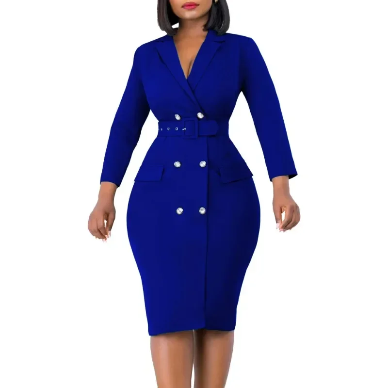 

African Dresses for Women Elegant Africa Long Sleeve V-neck Green Yellow Dark Blue Party Bodycon Dress Dashiki African Clothing