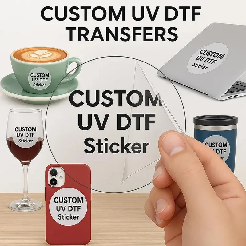 50pcs Customizable UV Transfer Sticker Packaging Personalized DTF Transfer Cup Wedding Wine Bottle Company Logo Crystal Label