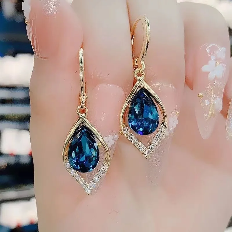 2023 New Women\'s Accessories Purple Crystal Zircon Earrings Women\'s Wedding Party Anniversary Gift Jewelry Earrings