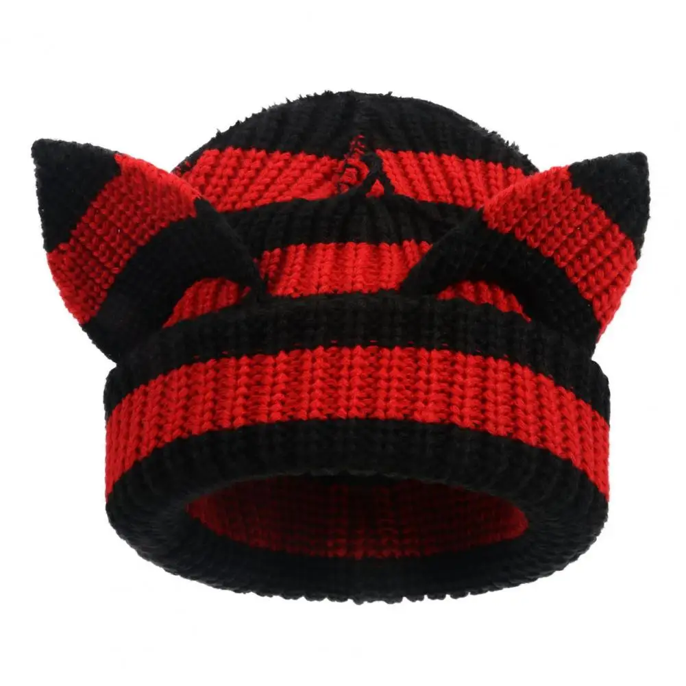 

Warm Thermal Hat Warm Stylish Women's Winter Hat with Demon Ear Design Thick Knitted Beanie for Cold Weather for Outdoor