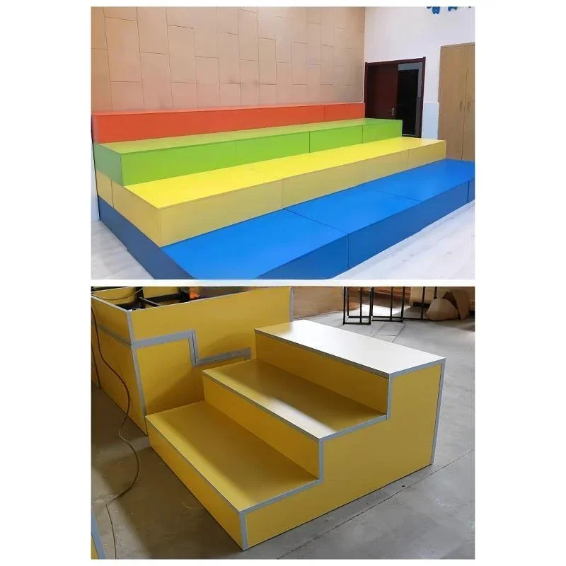 Music classroom chorus steps movable folding PE, solid wood telescopic three layers four layers stage podium