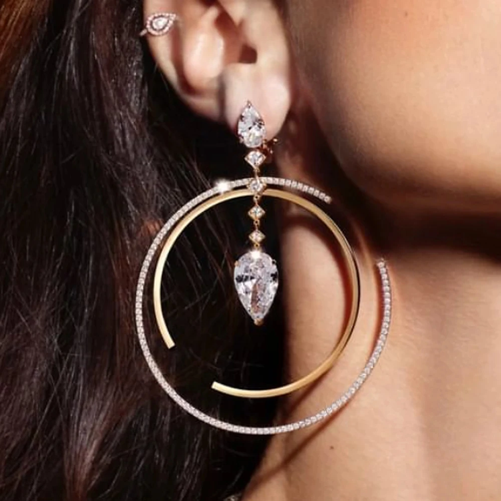 

Missvikki Luxury Street Fashion Round Drop Earrings For Women Wedding Party Golden Dubai Earrings Trendy Jewelry High Quality
