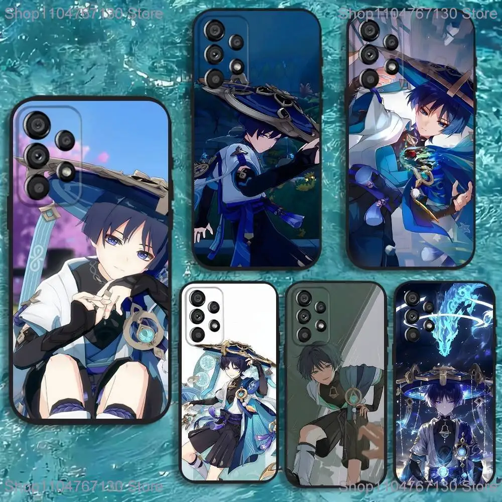 

S-Scaramouches G-Genshin Impact Phone Case For Samsung Galaxy A20,A21s,A22,A31,A32,A52,A53,A72,73,A80 Soft Black Cover