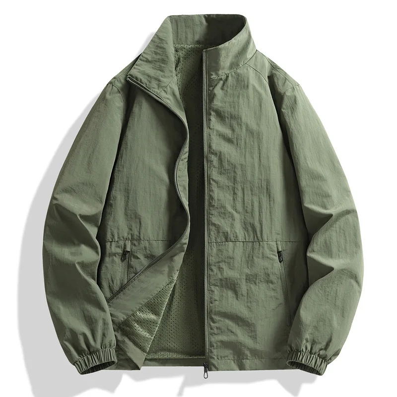 Spring Summer Stand Collar Cargo Jacket Men's Outdoor Fishing Sun Protection Windbreaker