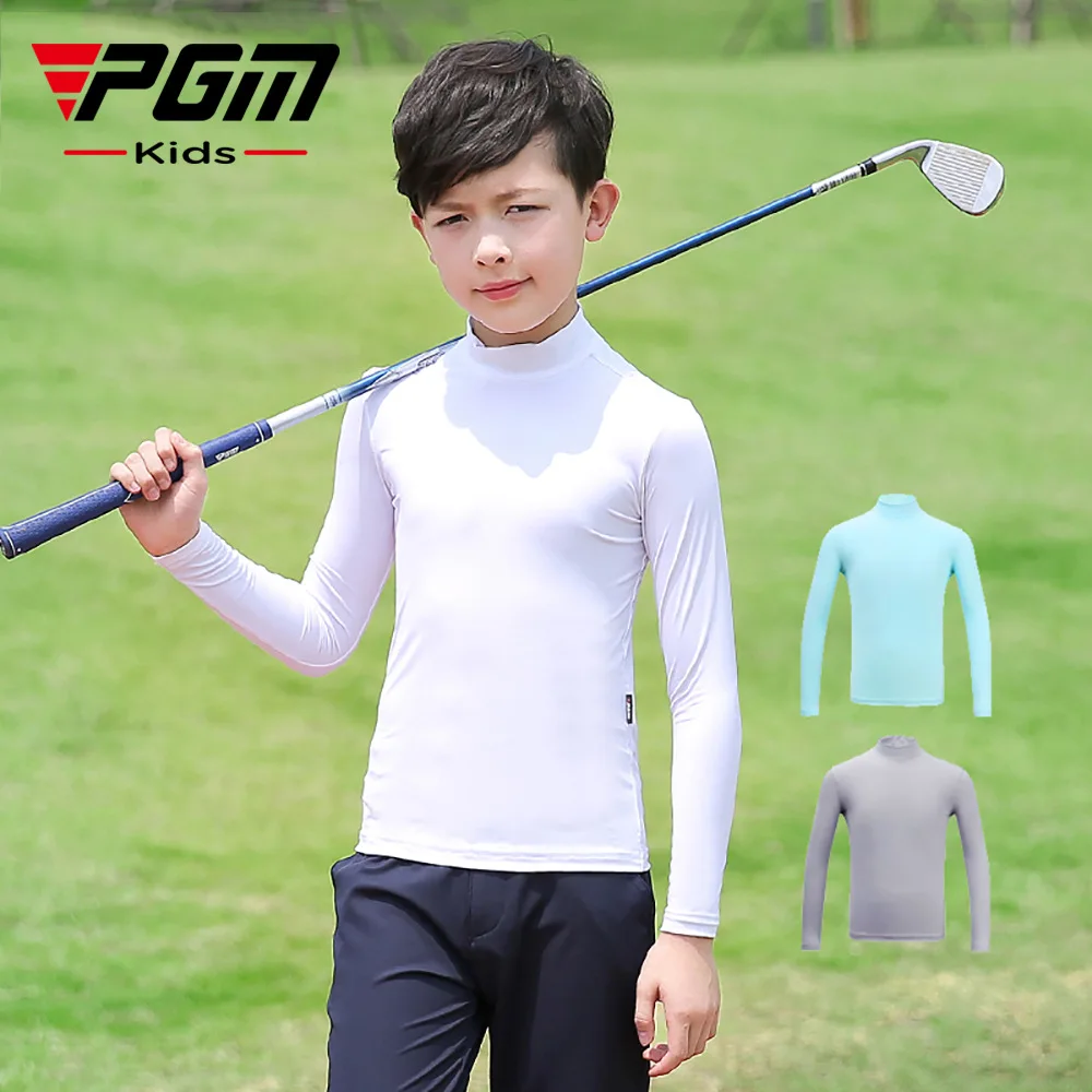 PGM Boys Summer Sun Protection Shirt Ice Silk Long Sleeve Base Layer Breathable Sports Sun Shirt Kids Anti-UV Long SleeveApparel