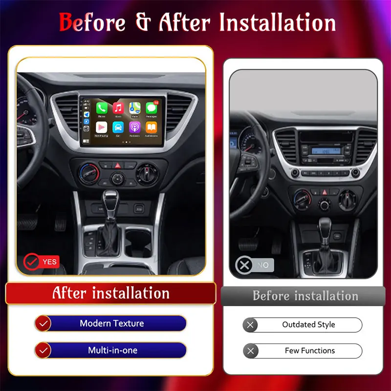 9 inch Split Screen Wireless CarPlay Bluetooth WiFi DSP Stereo For Hyundai Solaris 2 Verna 2016 - 2020 Car Radio Auto Tools IPS