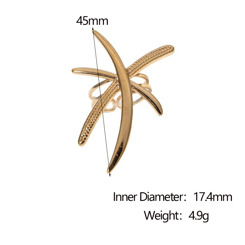Irregular Textured Starfish Ring Senior Sense Of Fashion Woman Jewelry Gold Plated Stainless Steel Rings For Couples Кольц