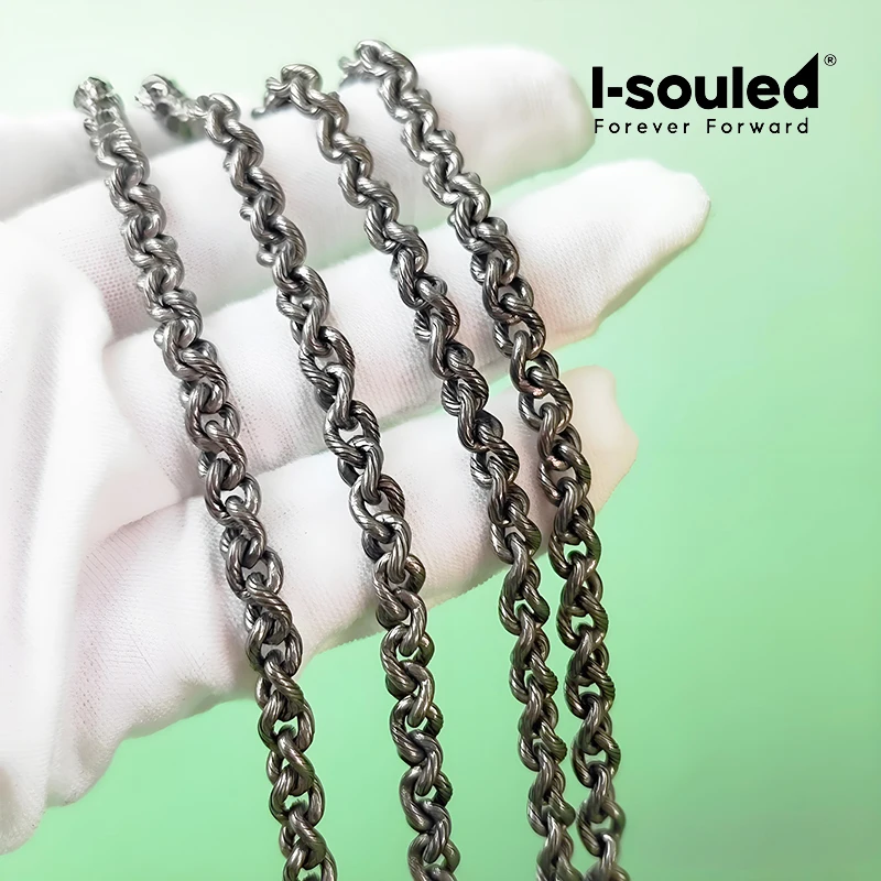 Unisex 5mm Pure Titanium Vintage Twist Chain Necklace Lightweight Hypoallergenic Jewelry for Men And Women