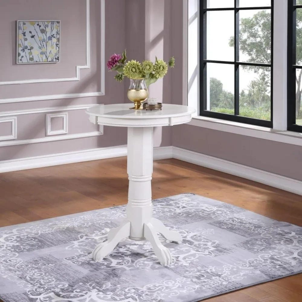 

Florence Pub Table - 42" White Counter Height Bar Table for Kitchen, Dining & Entertainment Areas