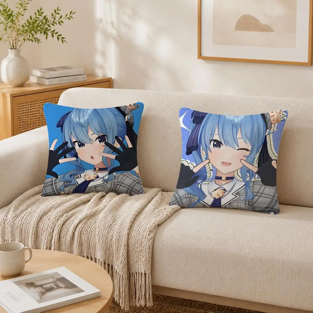 Hoshimachi Suisei H-hololive Cushion Cover Plush Decorative Pillow Case With Hidden Zipper Cutecore Room Decor For Home