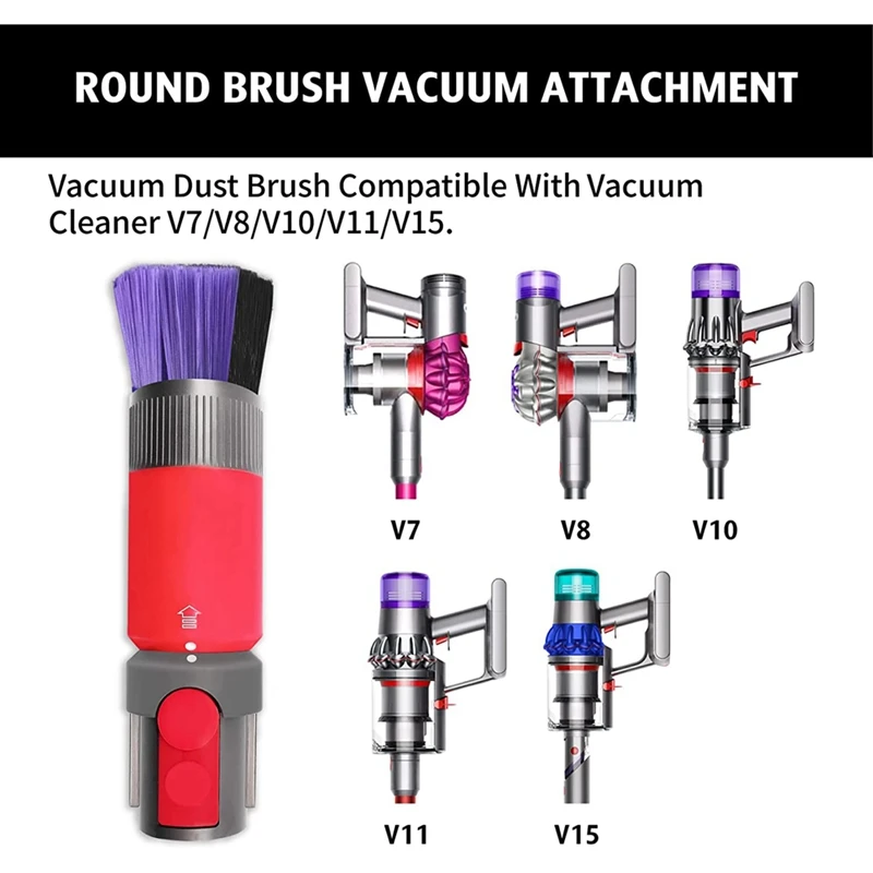 แปรงปัดฝุ่นแบบไม่มีรอยขีดข่วนสำหรับเปลี่ยน Dyson V7 V8 V10 V15 V11แปรงขนนุ่มพร้อมอะแดปเตอร์ LED