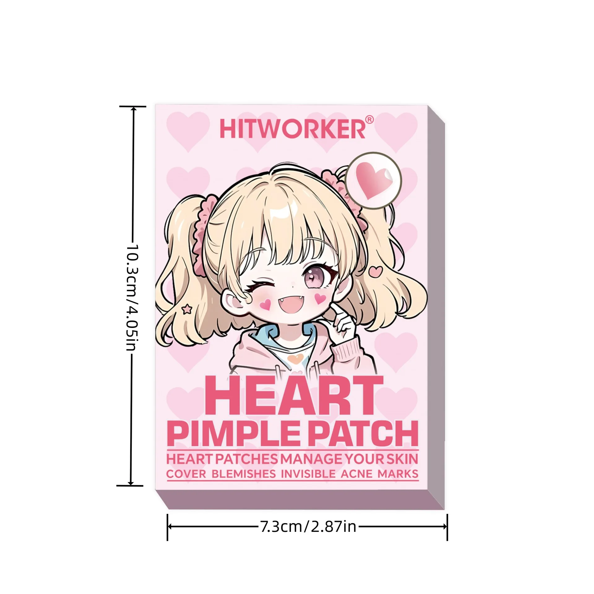 Rose red love design hydrogel acne patch, 24/144 pieces per box, waterproof, breathable, suitable for use day and night