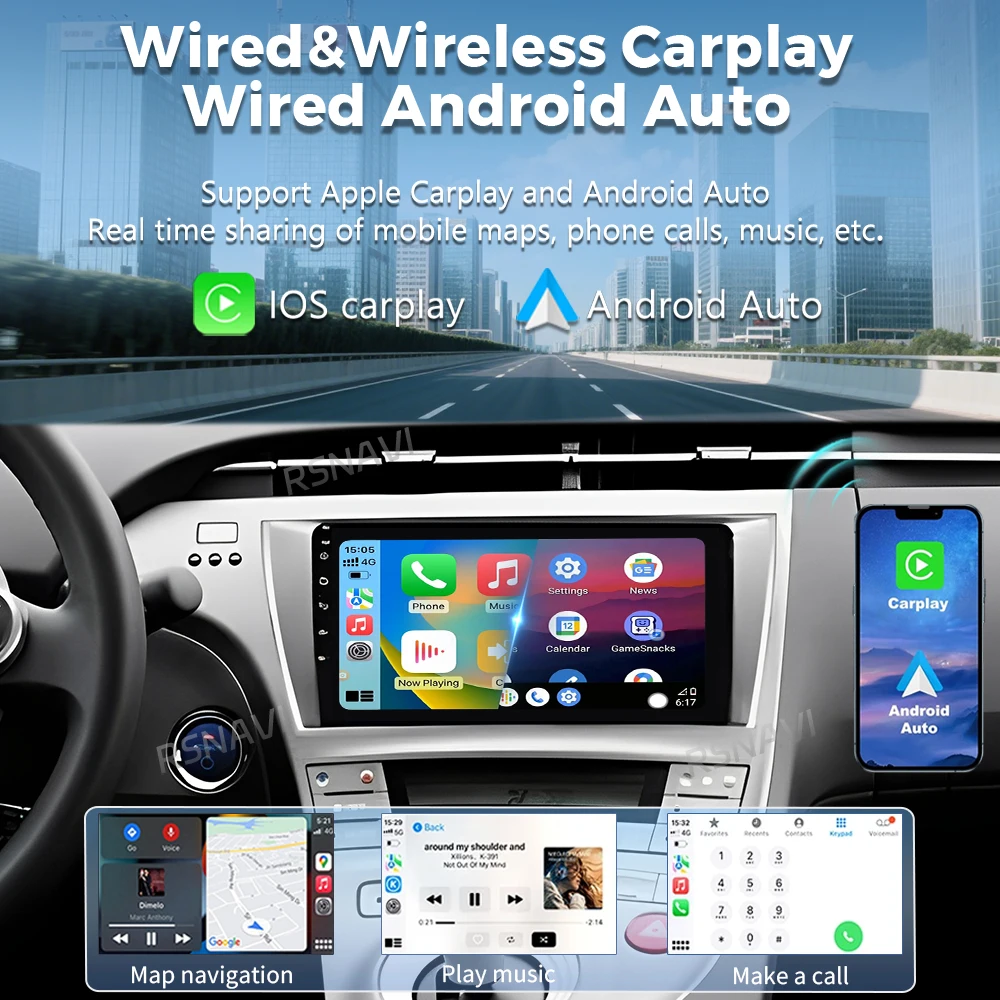 أندرويد 15 لتويوتا بريوس XW30 2009- 2015 LHD 2K QLED أندرويد راديو السيارة الوسائط المتعددة مشغل فيديو GPS AI صوت CarPlay 4G ستيريو