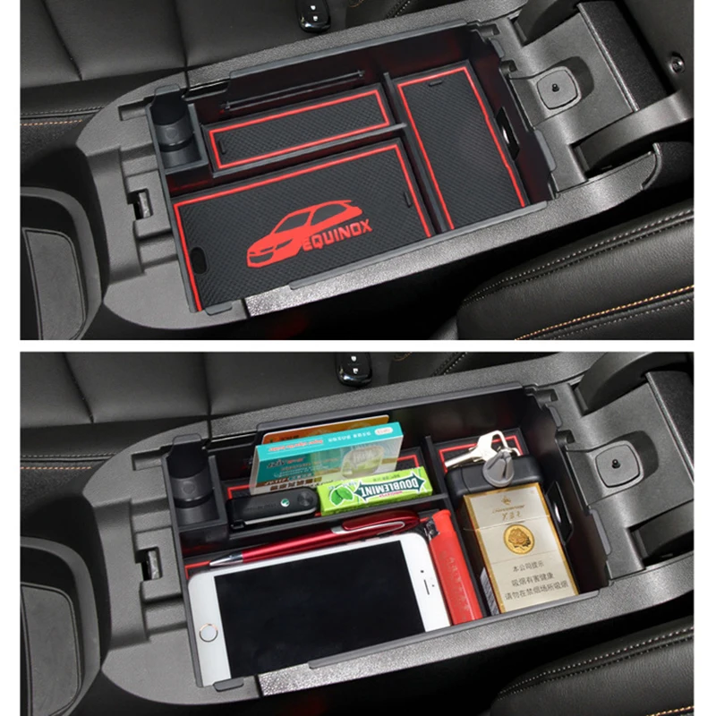 Center Console Organizer Tray Compatible For Chevy Equinox 2018-2023 2024 Accessories Armrest Insert Tray Secondary Storage Box