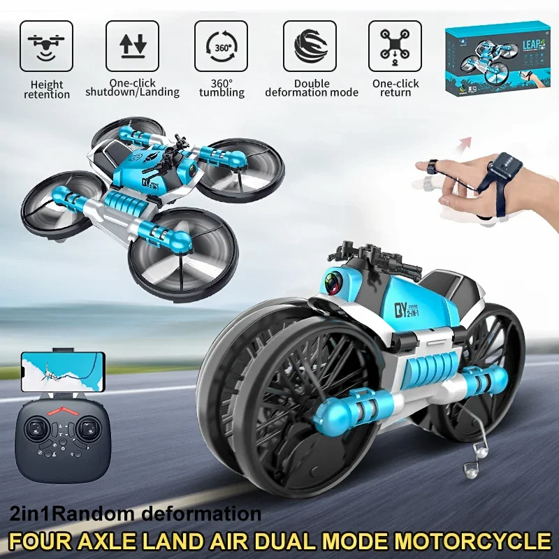 

New Mini Drone 2 in 1 RC Helicopter WiFi Infraed Hand Sensing Remote Control Motorcycle Foldable Quadcopter RC Drone Toy Gift