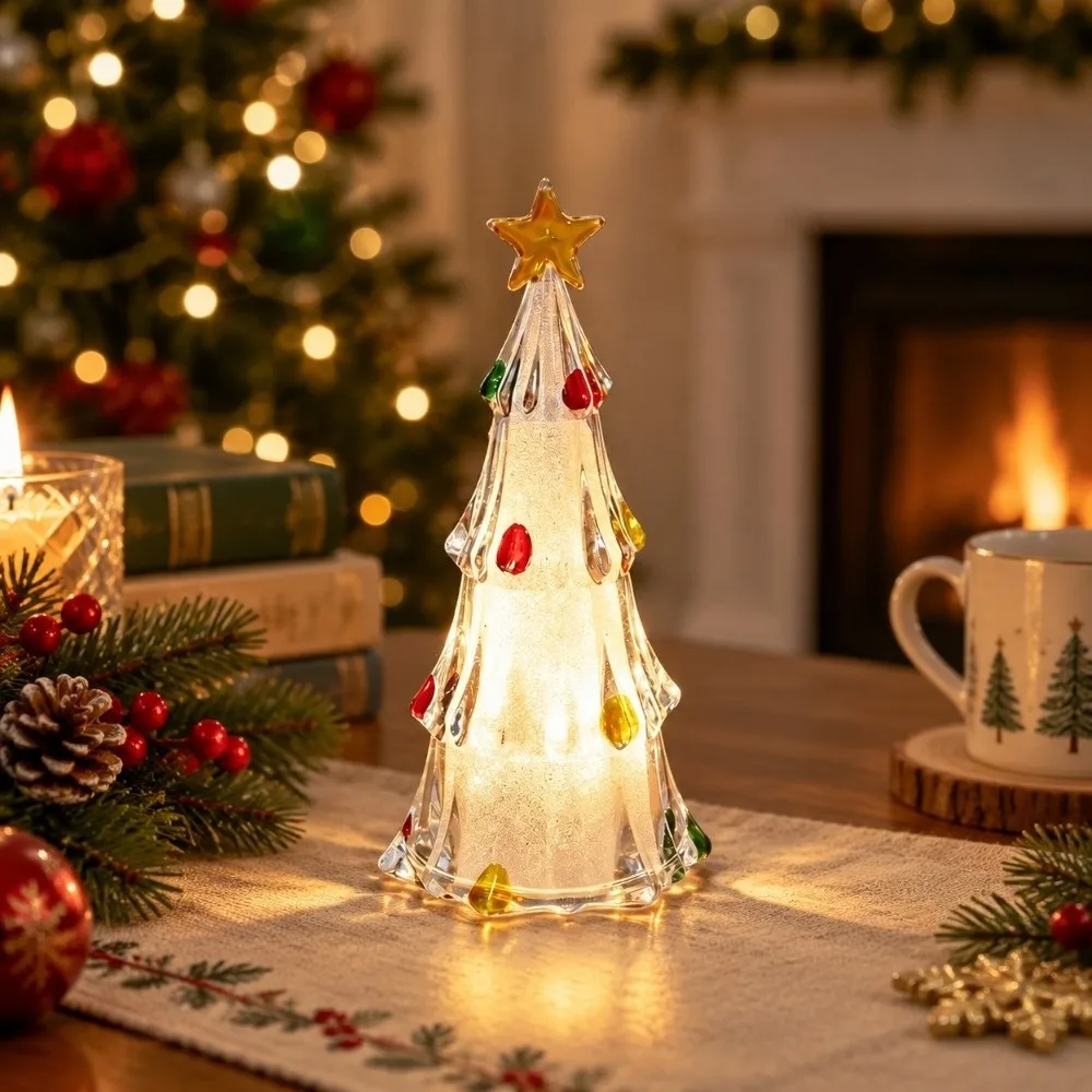 Luminous Christmas Tree Lamp Transparent Atmosphere Christmas Tree Night Light Glowing Colorful Xms Eve Candle Lights