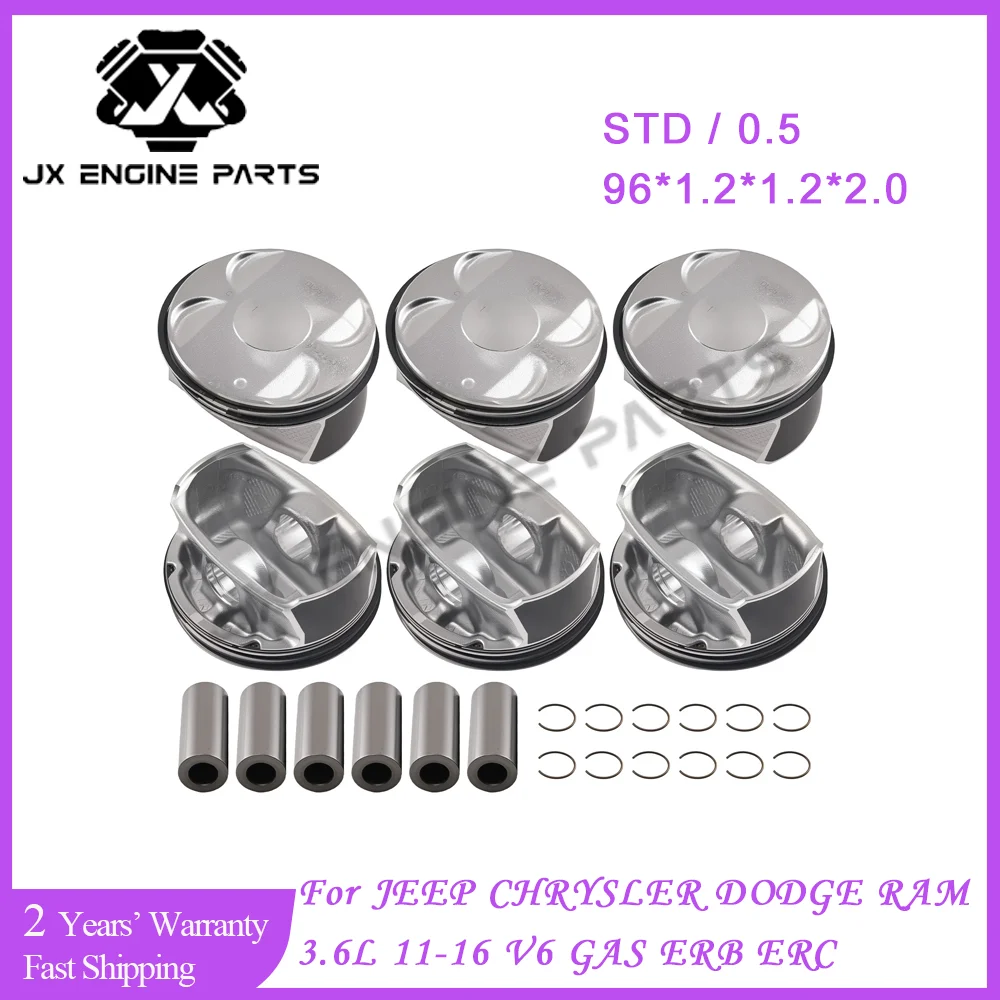 Juego de anillos de pistón de motor STD 0,5 para JEEP 3,6 11-16 GRAND CHEROKEE CHRYSLER PACIFICA 200 DODGE DURANGO RAM 1500 3.6L DOHC ERB ERC