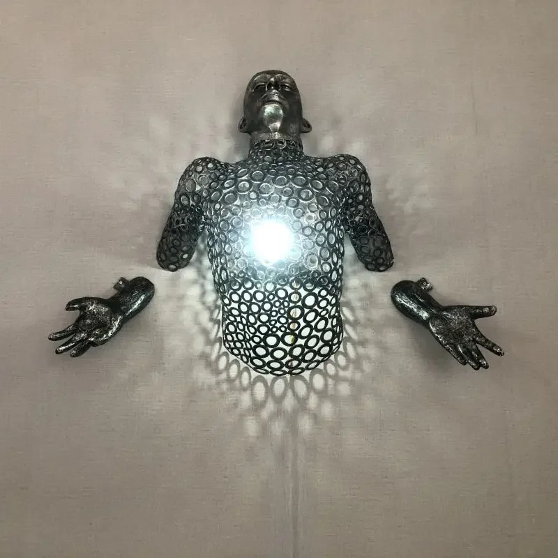 Retro wrought iron 3D model wrought iron character wall hanging jewelry bar catering club barbecue hot pot shop decoration and