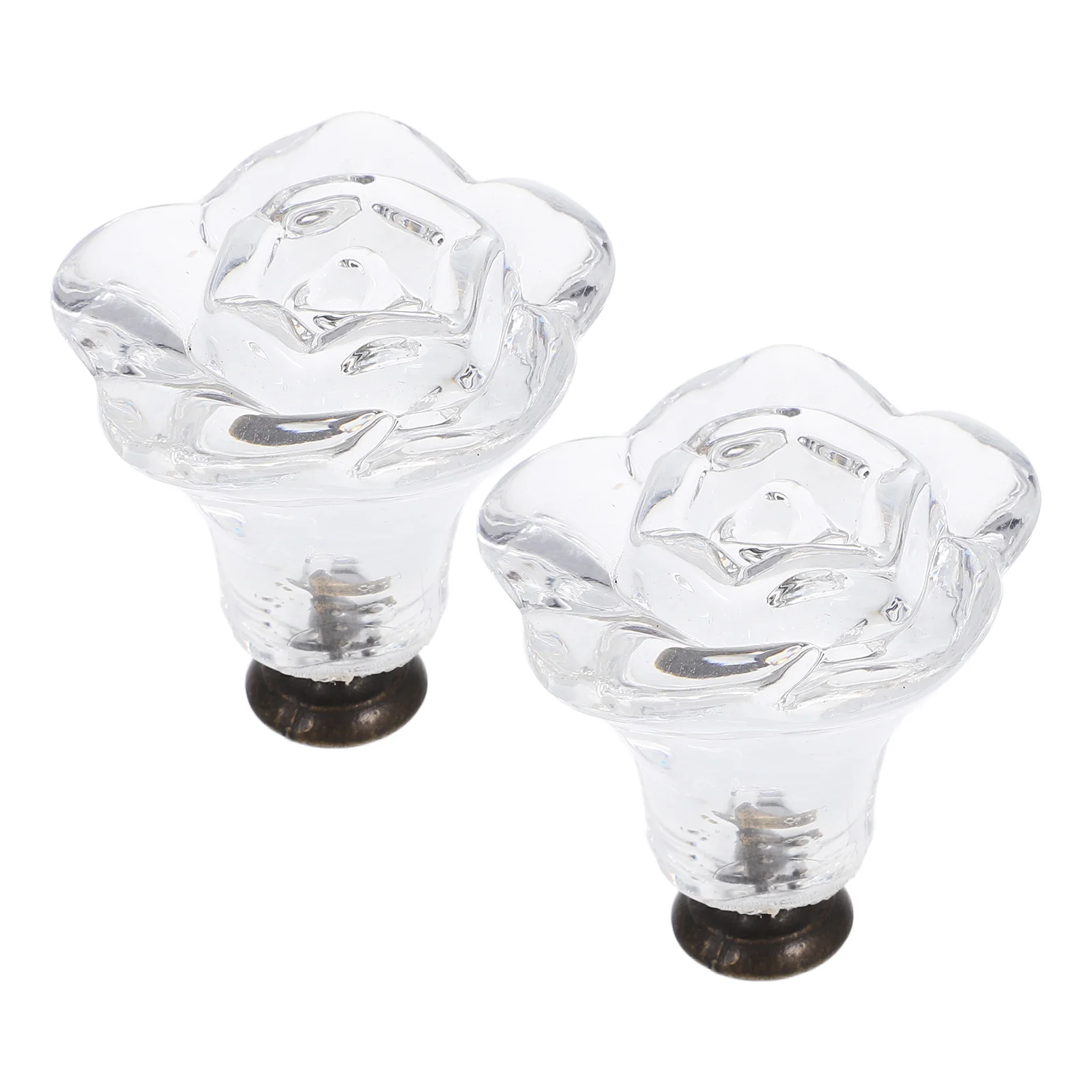 

2pcs Transparent Flower Knobs Crystal Dresser Drawers Knobs Clear Cabinet Handles for Dresser Drawers Furniture Hardware