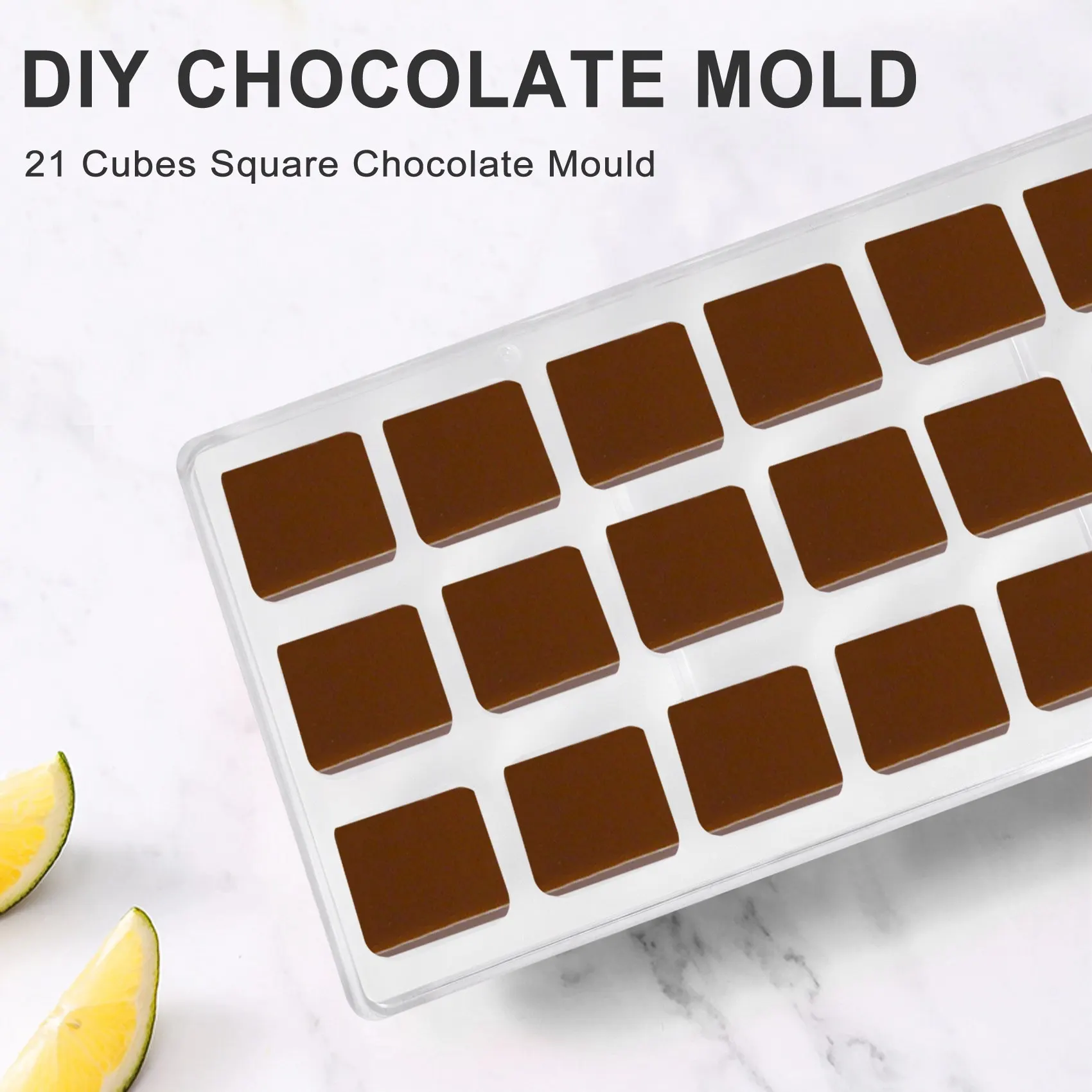 ABFU-3D Chocolate Mold Homemade Square Chocolate Diy Pastry Tools Polycarbonate Chocolate Moulds