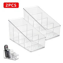 2PCS Remote Control Phone Holder 4Grids Desktop Bathroom Organizer Cosmetics Brush Storage Box Drawing Brushes Organize Bin
