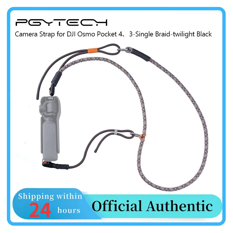 PGYTECH Single Braid Camera Strap for DJI Osmo Pocket 4/3, Twilight Black Lanyard