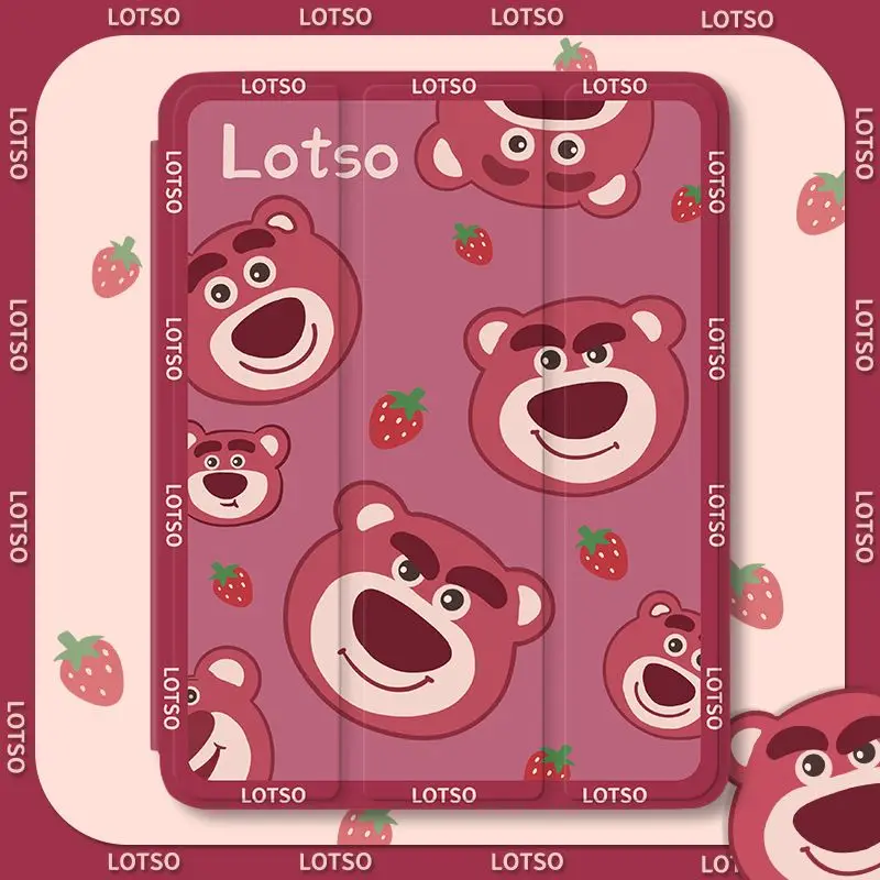 

Strawberry Bear iPad Air 6 Case 2025 10.9 Inch Full Cover with Pencil Holder for 10th Gen Pro