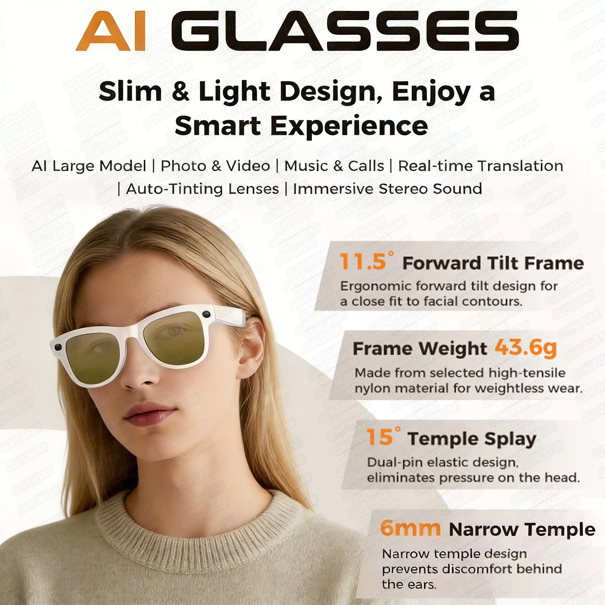 New 32GB smart glasses 800W Camera Recording Videos AI Photo Recognition 120+ Languages Translation Music Play Glasses Women Men
