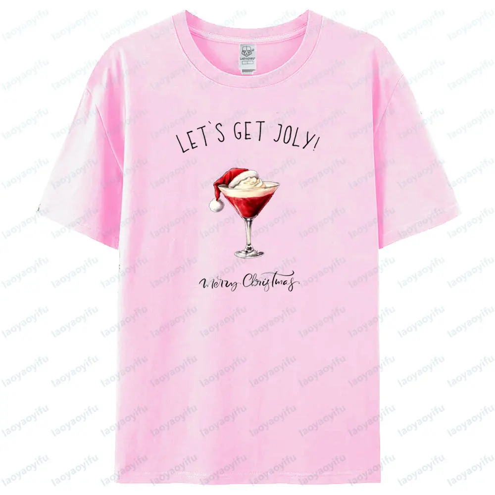 عيد الميلاد كوكتيل الأزواج مطابقة البلوز مضحك الأزواج عيد الميلاد عطلة التي شيرت الرجال النساء موضة ملابس الحفلات القطن T