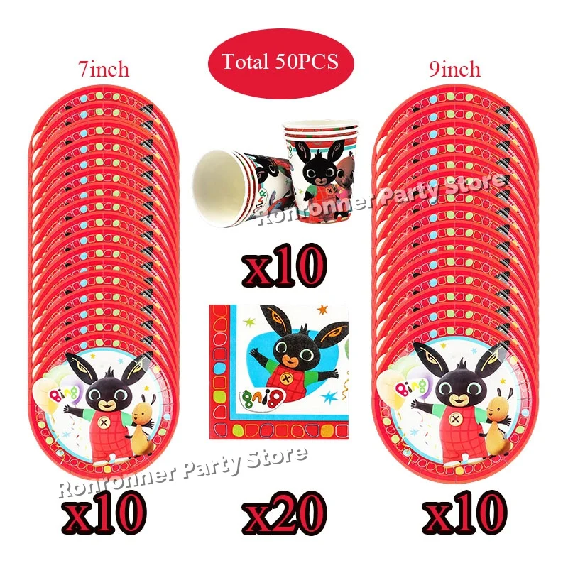 Konijn Anime Verjaardagsfeestje Decor Set Ballonnen Leuke Cartoon Servies Tafelkleed Cup Kinderen Meisjes Babyshower Verjaardagscadeaus