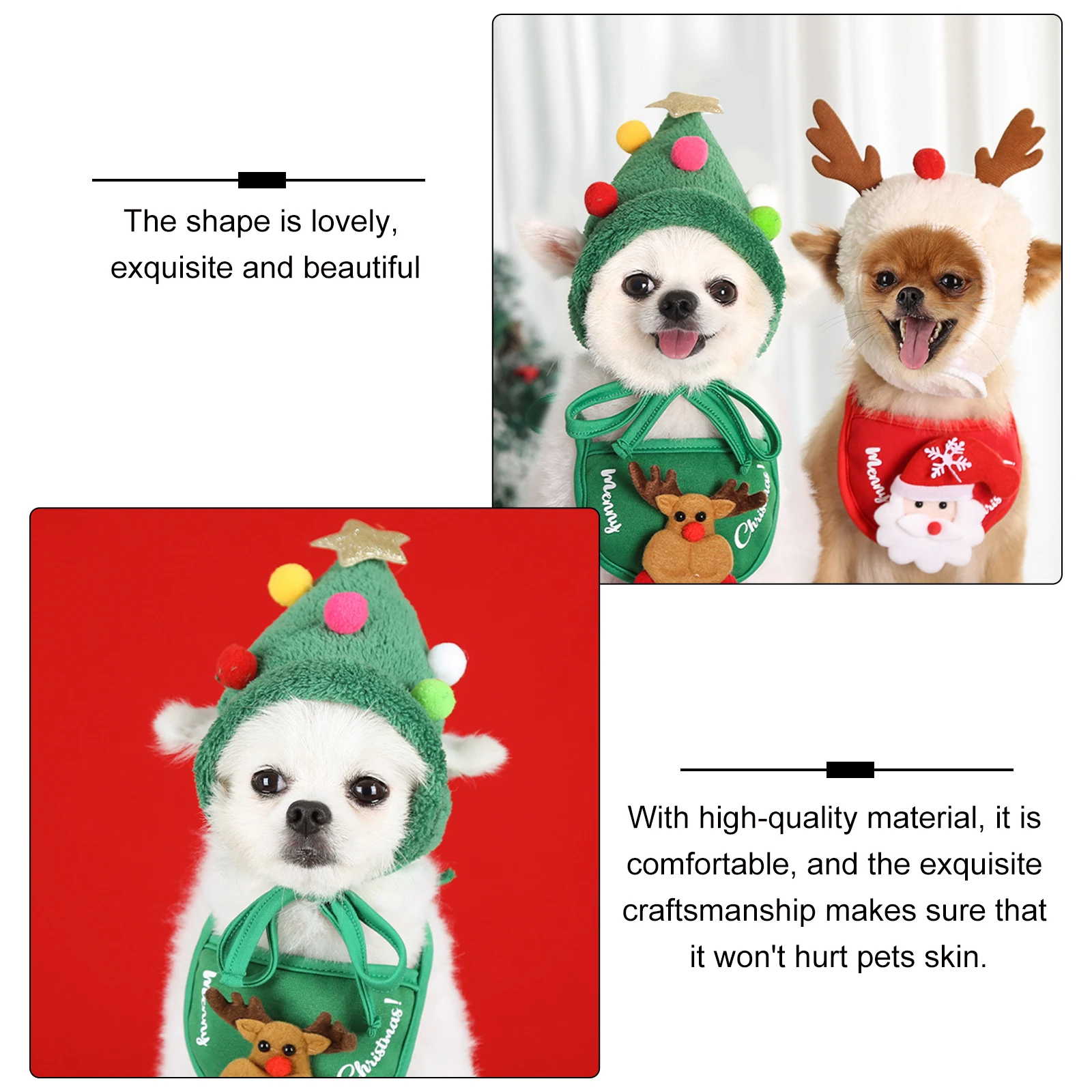 

Pet Christmas Hat Red Creative Premium Material Soft Comfortable Dog Cat Party Outfit Dog Hat Pet Party Costume