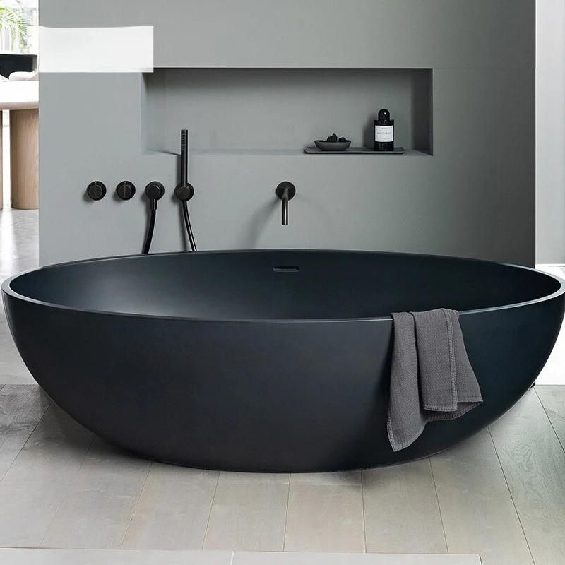 Customized independent integrated matte home bathtub double couple hotel homestay oval type qimei stone artificial stone bathtub