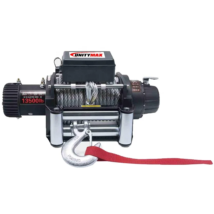 High Quality 13500lbs 12V or 24V Car Electric Winch with 4-way Roller Price for 4x4 Off Road Car off Road Winch with Steel Rope
