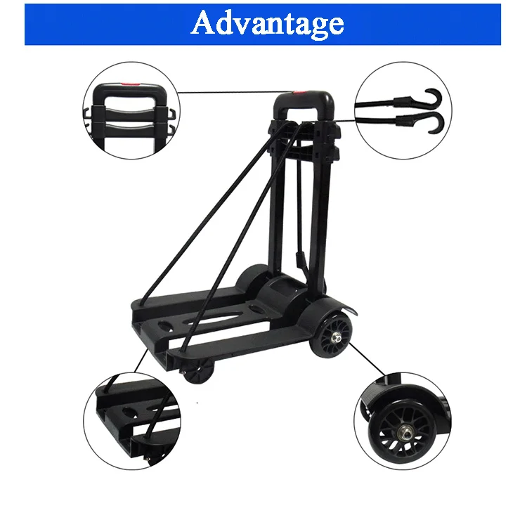 Hot Sale Supermarket Folding Metal Small Hand Truck Foldable Shopping Luggage Carts Trolley