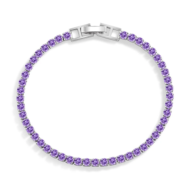 2026 Hip-Hop Jewelry Crystal Color Tennis Bracelet - Elegant and Fashionable Women's Jewelry - Suitable as a Gift