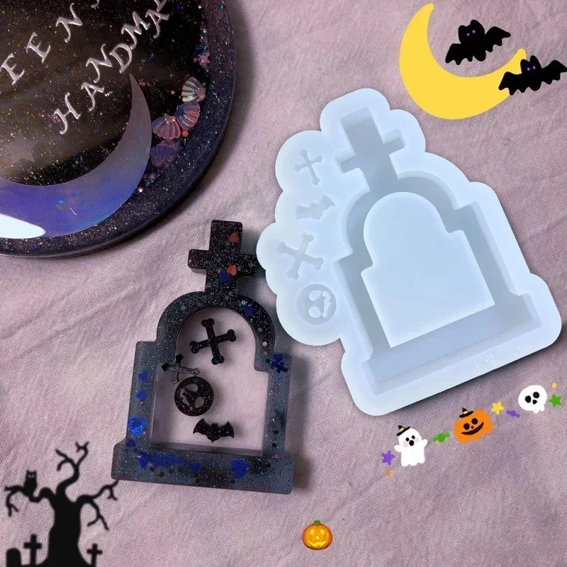 DIY Halloween Tombstone Coffin Shaker Mold Silicone Epoxy Resin Mold Jewelry Tool Jewelry Accessories