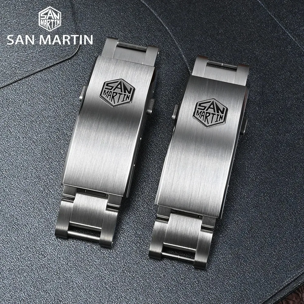 San Martin Watch Fly Adjustable Clasp Bracelet Parts Non-Generic Type 16mm Size Buckle Stainless Steel Folding Clasp for SN0054