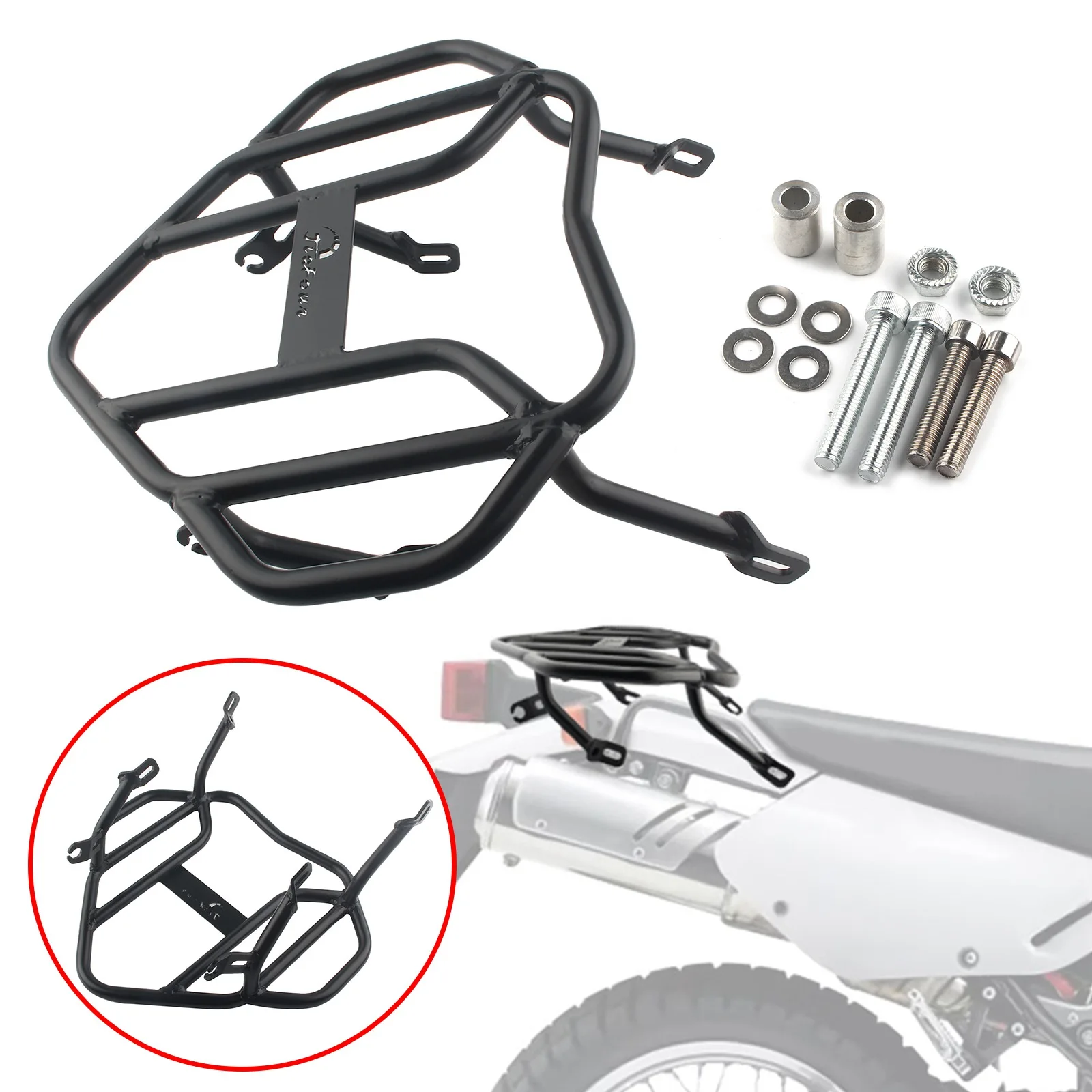 Motorcycle Cargo Storage Carrier Tail Bag Rear Luggage Rack Support For SUZUKI DR650 1996-2023