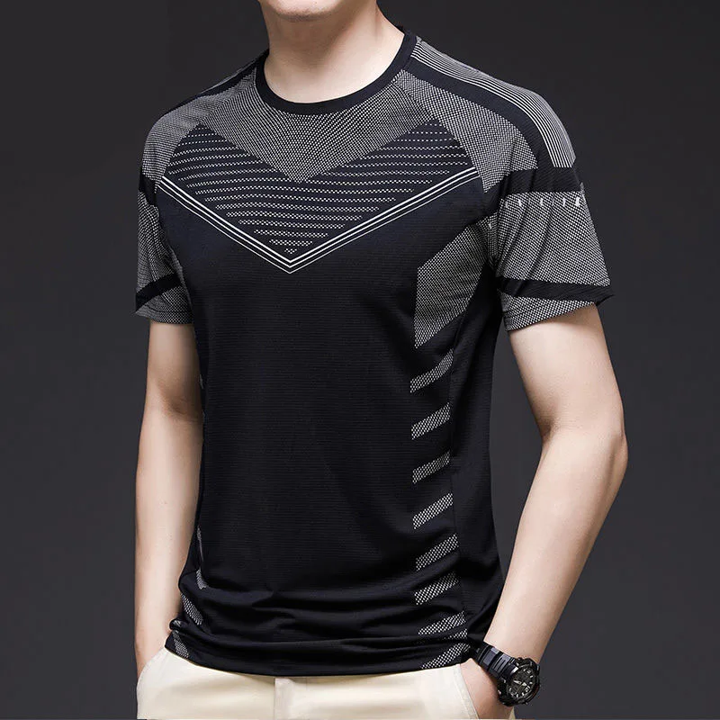 Summer Men Short Sleeve Sport Quick-drying T-Shirt Streetwear Male Clothes Gym Outdoor Jersey Pullover Basic Fashion Fitness Top