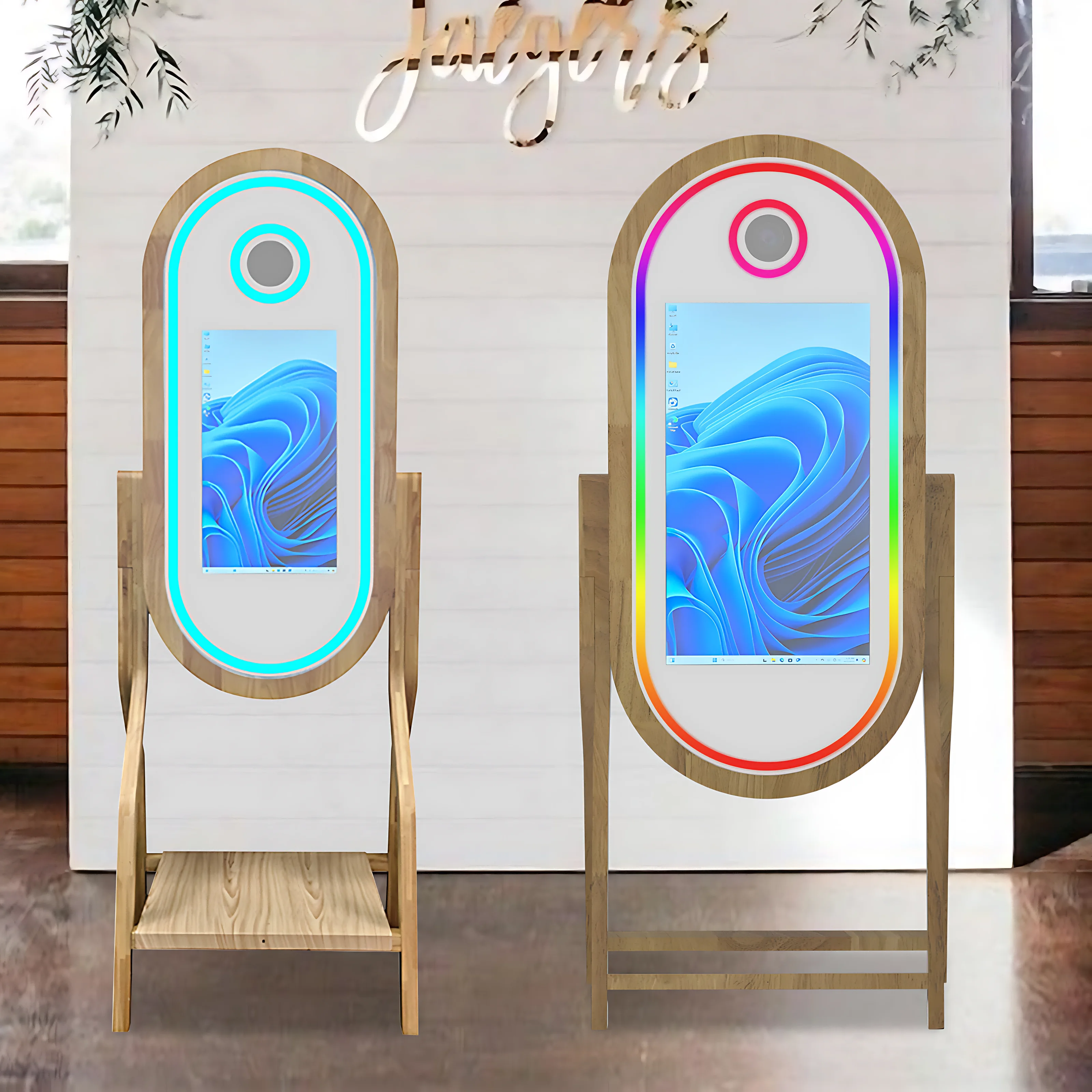 

Новейшая 21,5/32-дюймовая волшебная зеркальная фотобудка с сенсорным экраном, настоящая винтажная мгновенная DSLR-свадебная деревянная фотобудка